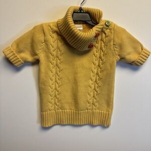GYMBOREE Girls Yellow Cable Knit Sweater w/Flower Buttons XS 3-4